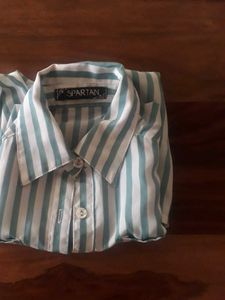 Striped Green White Sleeveless Top