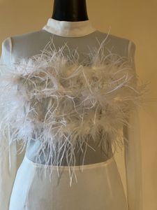 White Feather Sheer Mini Dress