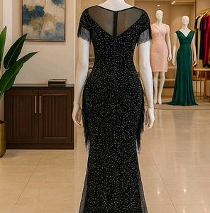 Elegant Black Sequin Evening Gown