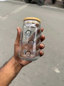 Cute Bunny Glass Bottle – With Straw, Lid