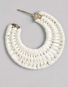 Nykaa - Off White Raffia Beige Hoop Earrings