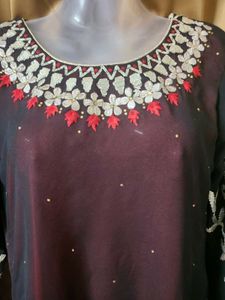 Beautiful Black And Red Double Layer Kurti
