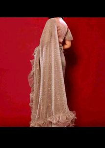New Elegant Ruffle Saree with stitched blouse
