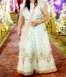 Light Blue Embroidered Lehenga Set