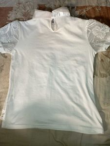Pearl And Diamond Embedded White Top