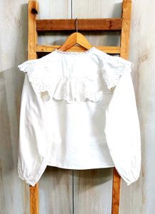 White Eyelet Ruffle Top size-38