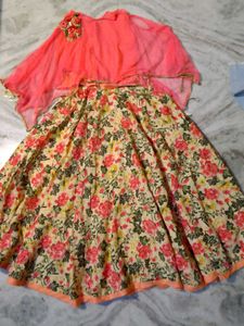 Indowestern Lehnga With Poncho