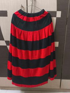 Long Skirt Red black Stripe