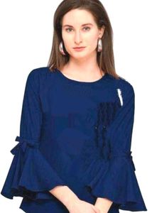 Navy Bell Sleeve Top