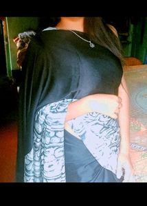 black Satin silk saree