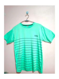 Mint Green Striped Zara T-Shirt