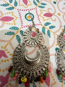 TWO PAIR Of Boho Silver Hoop Earrings