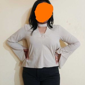 Lace Up Choker Neck Top
