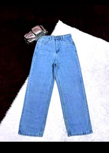 High Waist Wide Leg Blue Jeans
