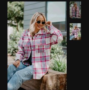 Pinterest Inspired Savana Plaid Jacket Women's Coat Autumn Winter Retro Pocket Oversized