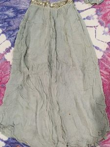 Gray Embellished Skirt &amp; Top Set