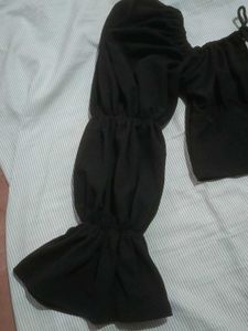 Chic Black Peasant Top