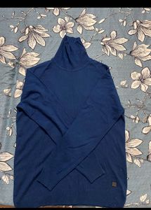 WROGN Men Navy Blue Slim Fit Turtle NeckPullover