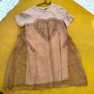 Korean Style Tshirt Organza Short Dress