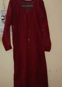 Maroon stitched dress material