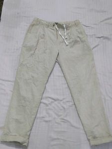 Linen Blend Khaki Trouser