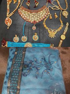 ComboSareeWithNecklace Set Party Wear