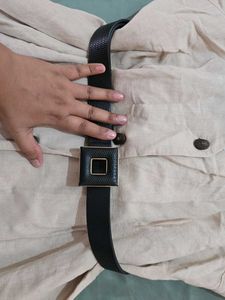 Chic Beige Shirt Dress with Belt