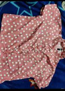 Pink Polka Dot Button-Up Shirt