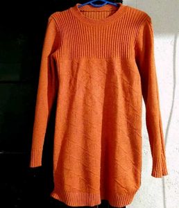 Orange Knit Sweater Dress