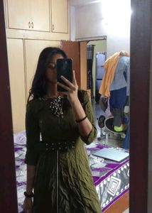 Olive Green Long Sleeve Dress with Belt