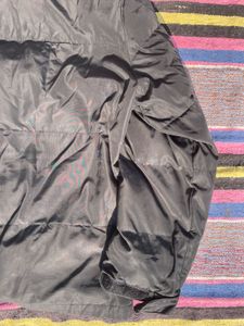 black oversized puffer jacket