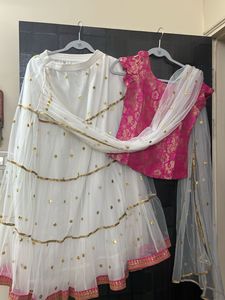 Pink & White Lehenga Choli Set