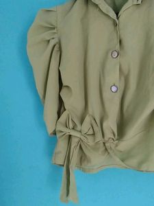 Olive Green Puff Sleeve Top