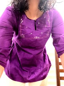 Stylish Purple Embellished Tunic