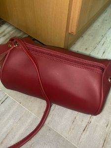 Burgundy Barrel Crossbody Bag