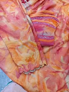 Floral Kurta Set Orange shade