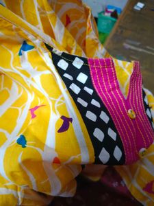 Yellow Bird Print Tunic Top