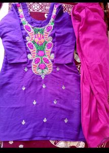 Purple Embroidered Kurta Set
