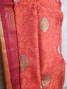 Elegant Red Banarasi Saree with xxl blouse