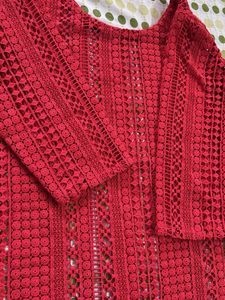 Red Crochet Knit Top