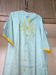 Embroidery Work Collar Neck Kurta With Front Open