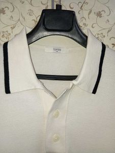 TOPTEN Classic White Knitted Polo T- Shirt