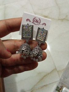 silver oxidised earrings