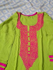 Green Embroidered Kurta
