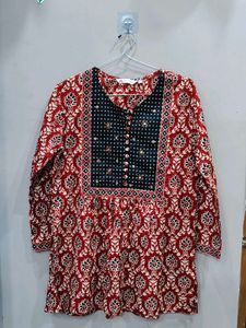 Red Printed Kurta