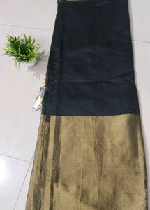 Black &amp; Gold Tissue Saree with Blouse