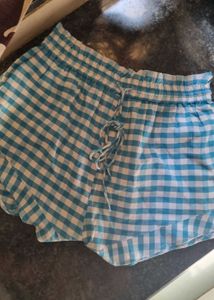 Blue Gingham Checkered Shorts