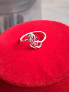 Heart Detail Adjustable Silver Ring