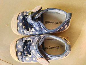Babyhug Blue Polka Dot Sneakers - Toddler Size