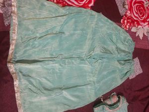 Sea Green Embroidered Plazo Suit